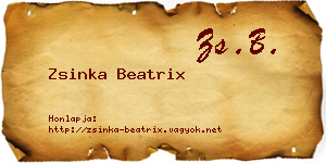 Zsinka Beatrix névjegykártya